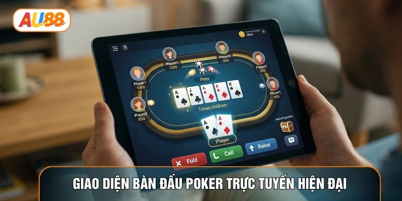 Giao diện bàn đấu poker trực tuyến hiện đại
